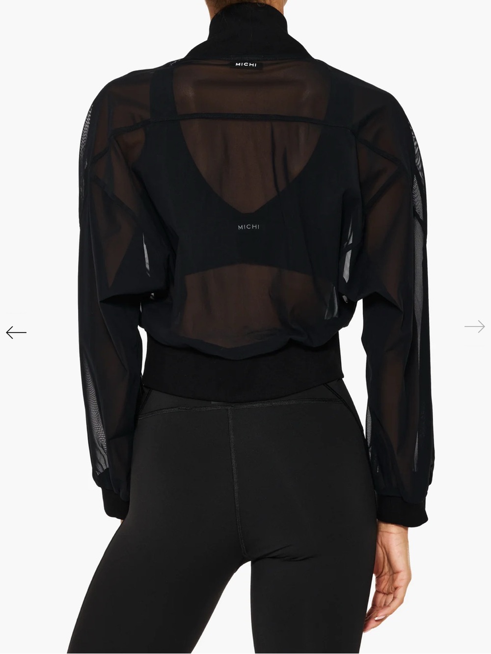 MICHI Black Sheer Mesh Bomber - Women's Lightweight Layer